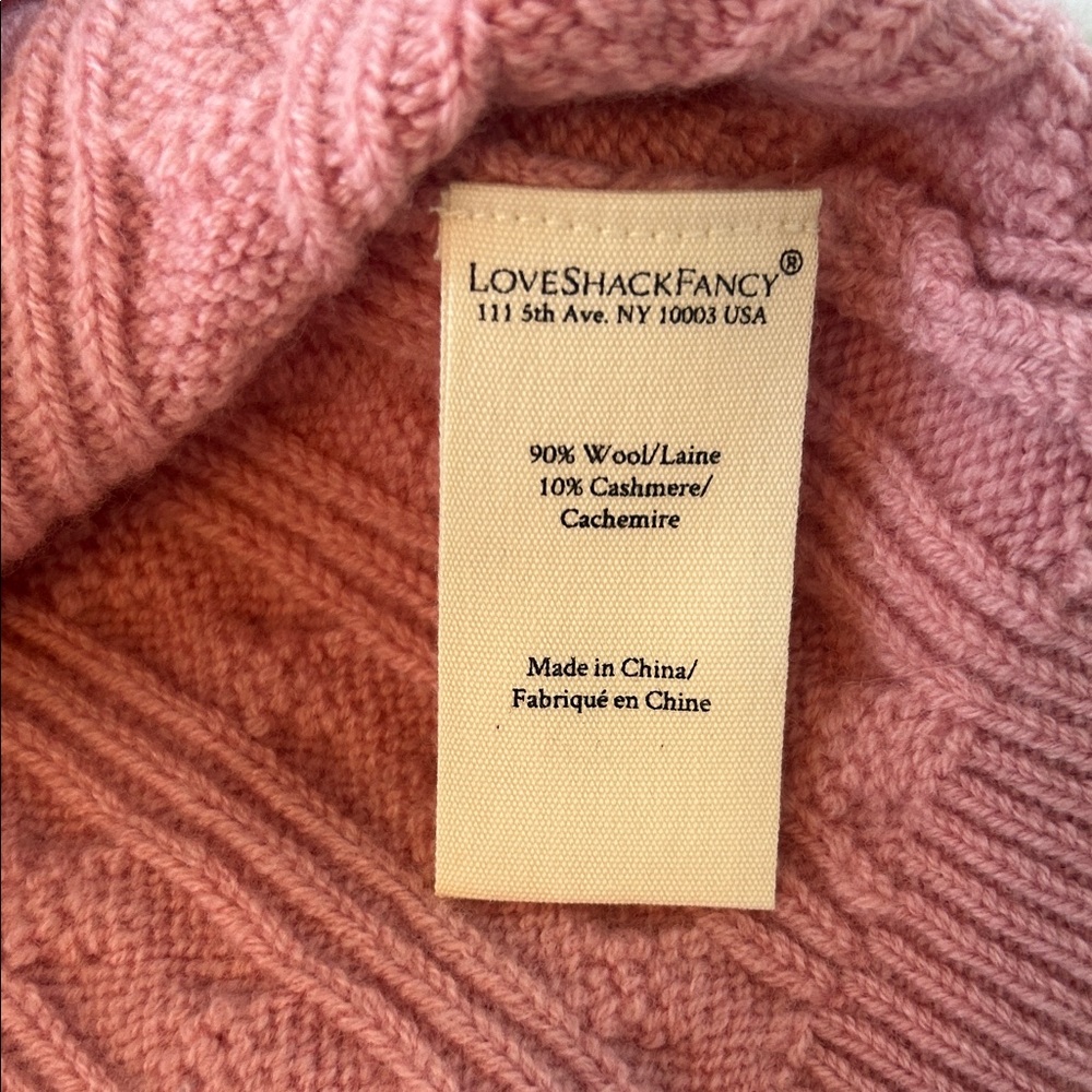 LoveShackFancy Dusty Rose Cable Knit Mini Skirt with Gold Buttons - Picture 6 of 6